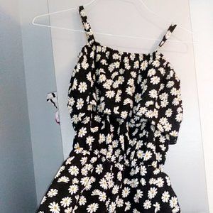Daisy Print Flounce Cami Romper